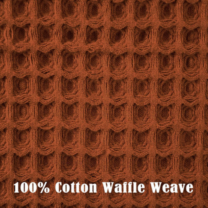 Jacquotha Waffle Hand Towels for Bathroom Kitchen Decor 2-Piece (Rust) – Cotton Quick Dry, Super Soft, Absorbent Kitchen Towels, 13x29”