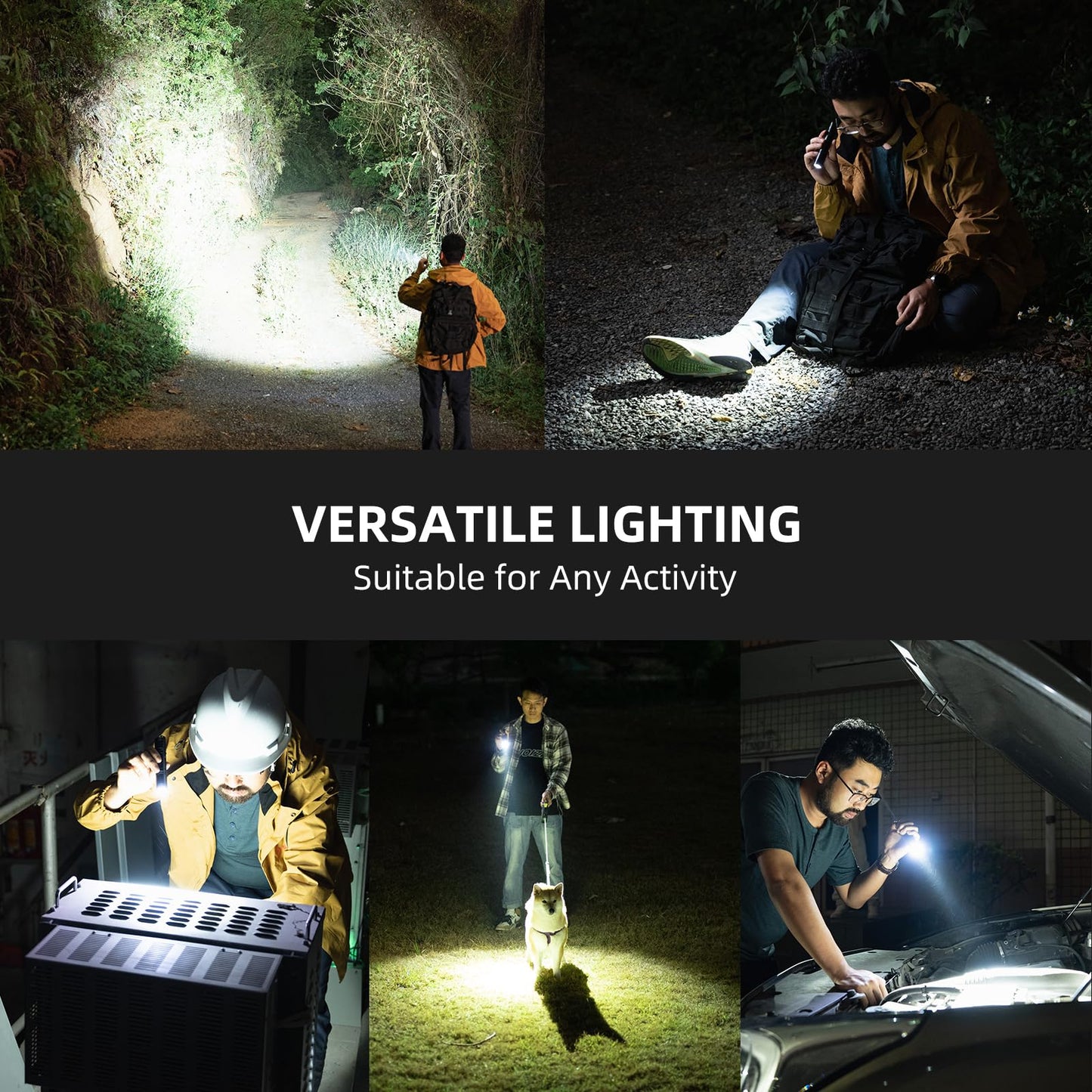 WUBEN L50 Flashlight 1200 High Lumens Tactical Flashlight Pocket Rechargeable Flashlight IP68 with 5 Mode Flash Light, LED Tail Switch Flashlight for Emergencie Camping Home Inspection Repair