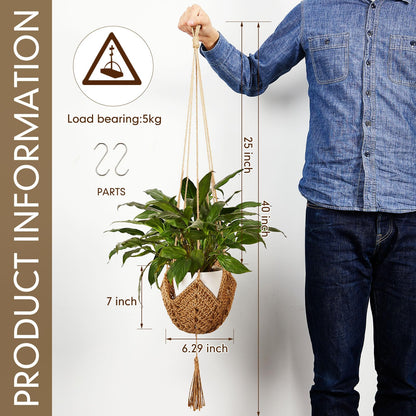 Shappy 4 Pack Boho Macrame Plant Hanger, Large Hanging Planter Plant Holder Pot Hanger Hanging Basket Wall Planters, Plants Lover Gift for Indoor Garden (Classic,Brown)