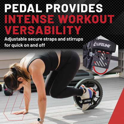 Lifeline Power Wheel for Full Body Functional Fitness - Strengthen Abs, Core, Lower & Upper Body with Foot Straps