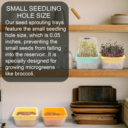 Microgreen Growing Trays, 5" x 5" Sprouting Tray with Humidity Dome, 1.2 mm Small Mesh Holes, BPA Free, Sprouter Kit for Growing Mirco Seeds, Like Broccoli, Alfalfa, Radish, Clover - 6 Pack | Clear