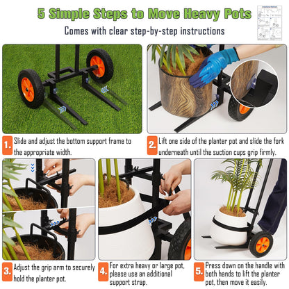 Cathyeen Plant Caddy with Wheels, 3.6FT Heavy Duty Plant Dolly with Adjustable Gripping Arms and Base, Rolling Plant Mover Cart Planter Caddies with Strap for Indoor or Outdoor Garden Plants, Pots