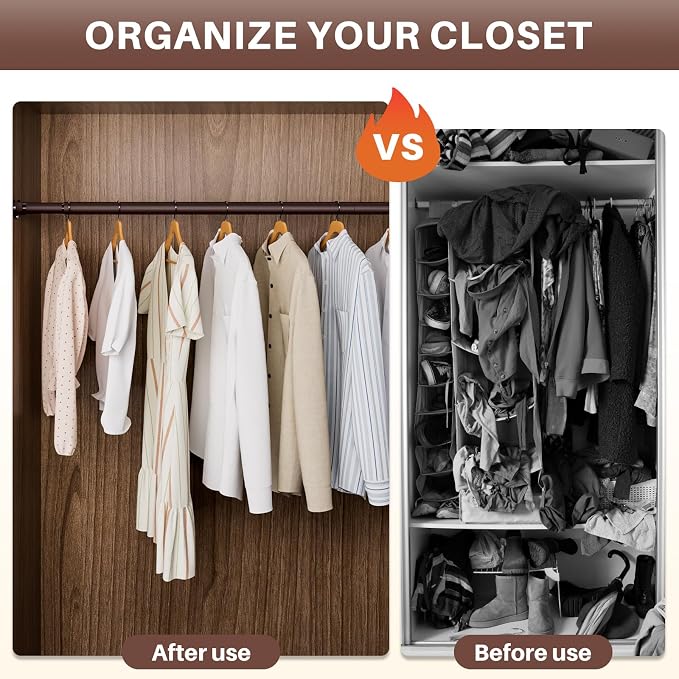 SUTINE Closet Rod - Closet Rods for Hanging Clothes, 17 to 68 inch Adjustable Closet Hanging Rod, Heavy Duty Clothes Rod Clothing Bar, Closet Poles for Hanging Clothes for Wardrobes, Shower Curtain