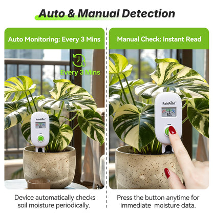 [2026 Version]RAINPOINT Visual Gauge Digital Smart Wireless Plant Moisture Meter,WiFi Hub Needed,Indoor & Outdoor Use,Capacitive Leave-in Soil Hygrometer Sensor Garden House Plant Care Must Haves