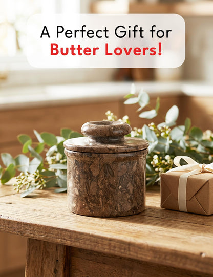 Radicaln Marble Butter Keeper 4.25" Inches Oceanic Handmade Butter Crock For Spreadable Butter Ideal Butter Crock For Counter With Water French Butter, Crock Pot For Home