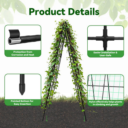 Trellume Cucumber Trellis - 49.4"*49.4" Metal Garden Trellis for Climbing Plants, Garden Trellis with Plastic-Coated Steel Pipe, A Frame Trellis for Cucumbers, Peas, Morning Glories(Black)