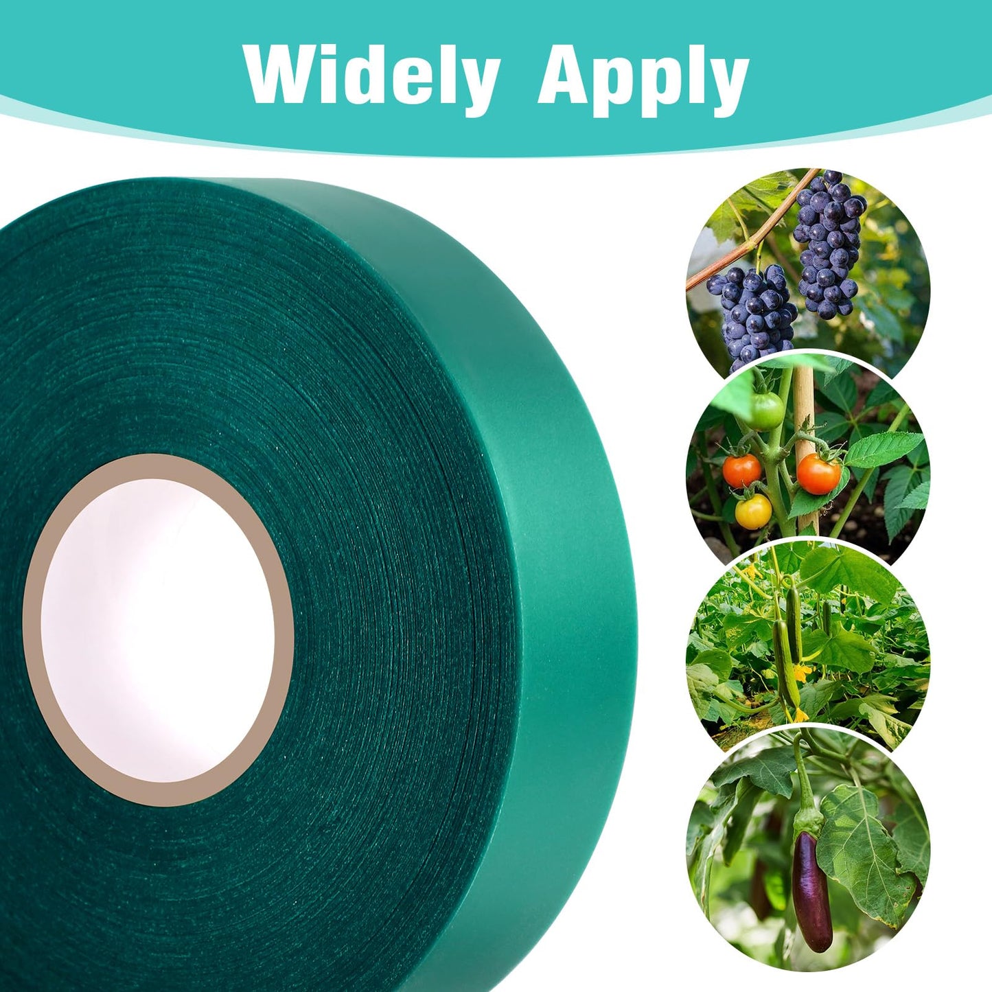 Prudiut 1200FT Stretch Tie Tape Roll, 1'' Plant Tape Green Stretch Garden Tie, Thick Sturdy Tree Nursery Tapes Vinyl Stake Ribbon Support for Indoor Outdoor Patio Plant, Tree, Vegetables, Branches