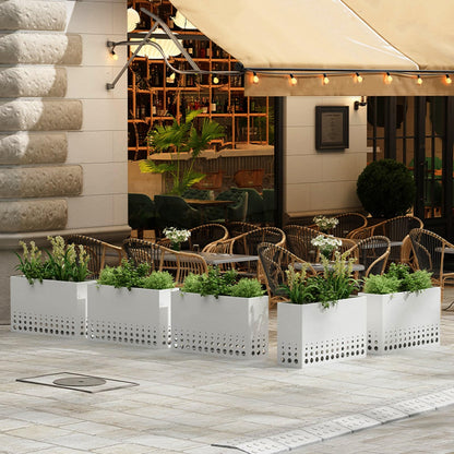 YJEUZCD Metal Planter for Outdoor Plants, Rectangular Spliced Flower Box Partitions, Commercial Restaurant Dining Table Low Fence, Garden Screen Divider(White,120x60cm/47.2x23.6in)