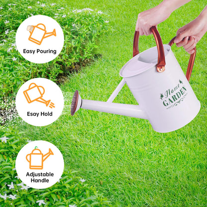 Lechloris Metal Watering Can for Outdoor Plants, Galvanized Steel Watering Can with Removable spout, 1 Gallon,Perfect Home & Garden Décor White