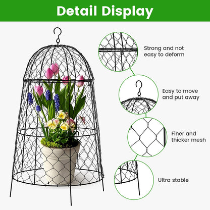 DFJFIFF Chicken Wire Plant Covers,20×12.6in Large Size Rust-Proof Plant Cages for Outdoor Plants, Flip-top Design for Easy Assembly,Rugged,Plants Protectors from Animals, 6-Pcs