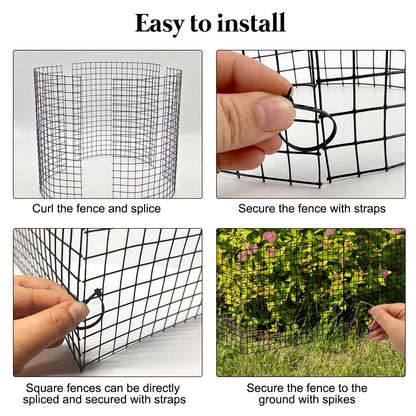 15 Pcs Large Wire Plant Protector from Animals, 5 Pack 24" H X 12" Dia Metal Plant Cage Chicken Wire Cloche with Ground Stakes and Nylon Tie to Keep Animals Out, Garden Protection Bunny Barricade