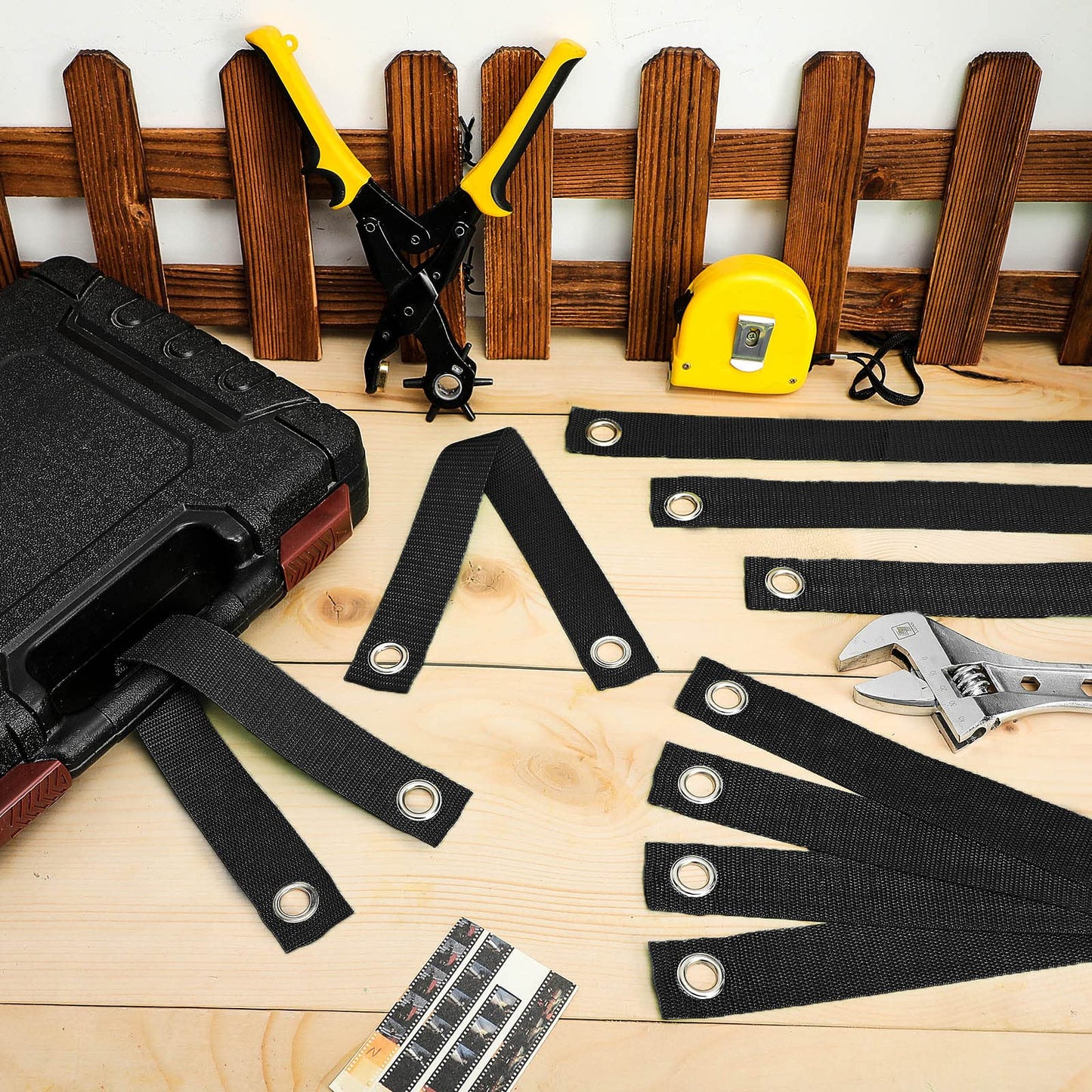 32 Pieces 15.74 Inches Tree Straps for Staking with Grommet Heavy Duty Tree and Plant Supports Stakes for Guying Staking Newly Planted Sapling Straight and Hurricane Protection (Black)