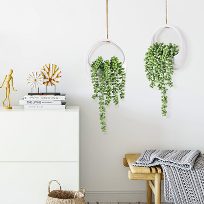 Der Rose 2 Packs Fake Hanging Plants Succulents with Strings Artificial Plants Indoor Outdoor for Boho Wall Decor