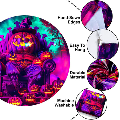 Blacklight Halloween Tapestry Horror Moon Night Scary Cemetery Pumpkin Lantern Halloween Tapestry Wall Hanging Skull Horror Poster Banners for Bedroom Livingroom (Pumpkin-2, 90L" x 70W", Unframed)