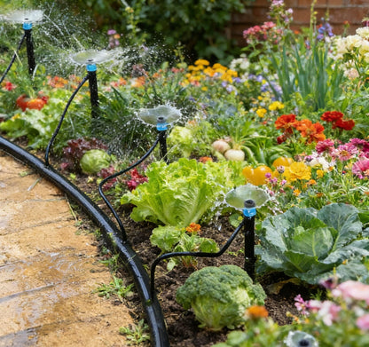 50 Pack Drip Irrigation Emitters Adjustable Irrigation Dripper 360 Degree Full Circle Pattern Water Flow Bubbler with Stake for 1/4 inch Irrigation Hose for Garden Greenhouse