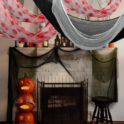 8 Pack Halloween Creepy Cloth Halloween Decorations Clearance- 30x72 Inch Spooky Fabric Cloth, Creepy and Spooky Halloween Decorations for Party Outdoor Or Indoor (2 Black, 2 Red, 2 White, 2 Green)