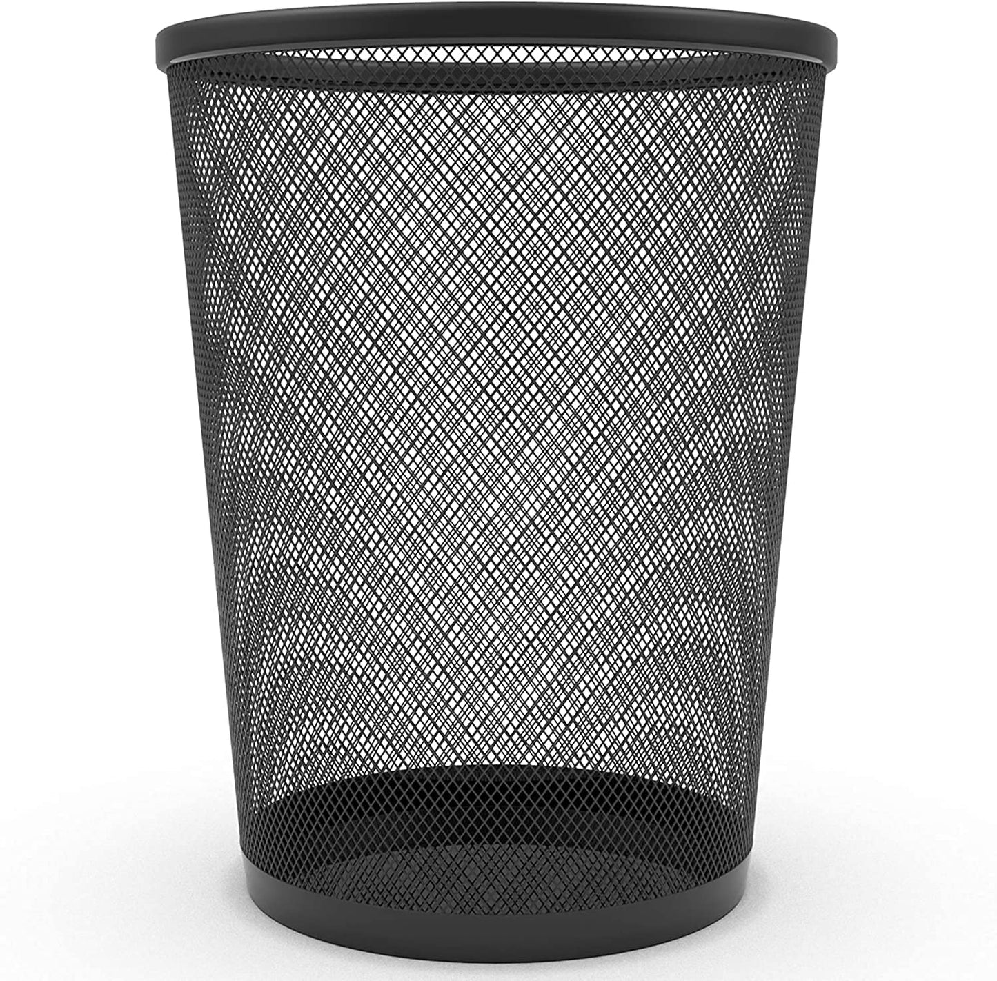 Zuvo Mesh Wastebasket Black Metal Wire Garbage Trash Can for Office Home Bedroom Height 10.1" Width 10", 4 Gallon (16 Quart) (1, Black)