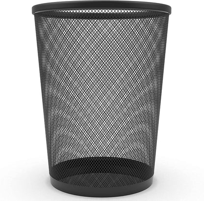 Zuvo Mesh Wastebasket Black Metal Wire Garbage Trash Can for Office Home Bedroom Height 10.1" Width 10", 4 Gallon (16 Quart) (1, Black)