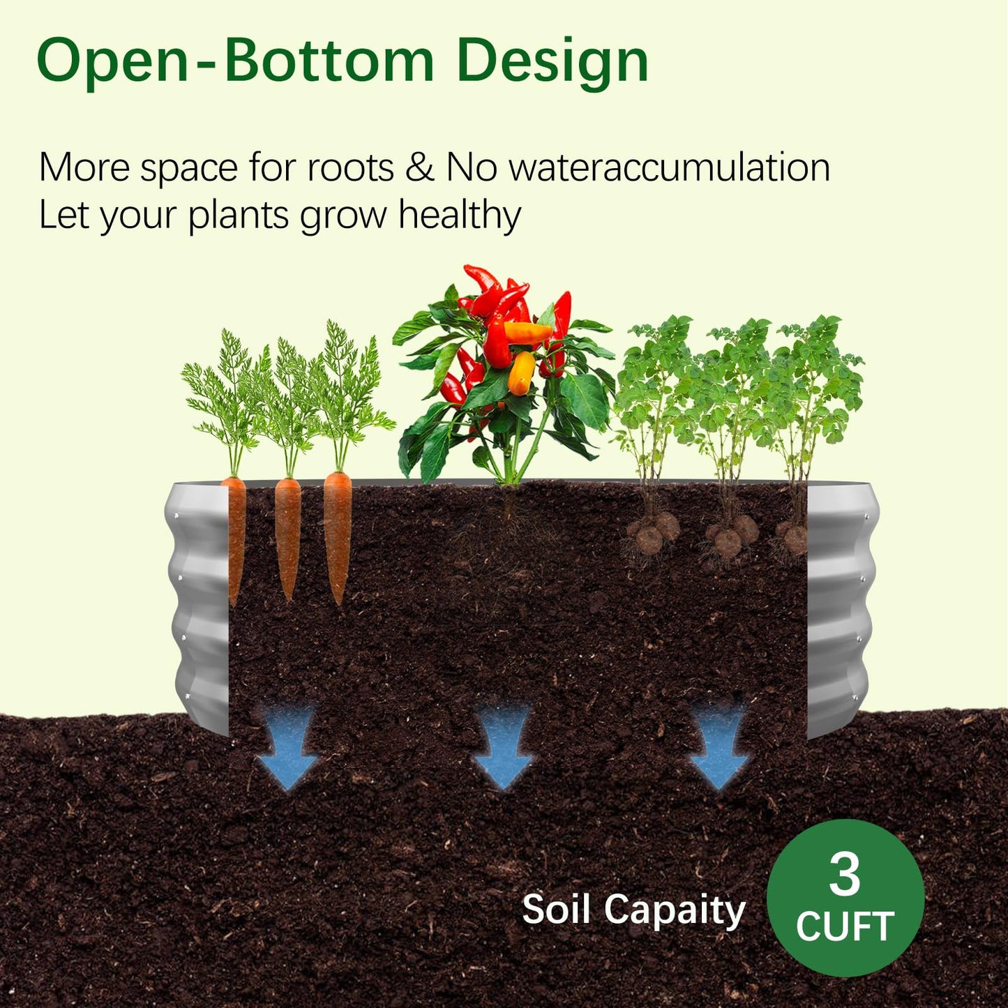 Mycovire Galvanized Garden Bed Kit for Vegetables/Herbs/Flowers, Raised Planter Box, Outdoor, 2x2x1 Feet