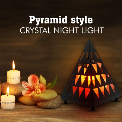 Himalayan Glow Pyramid Style Crystal Salt Lamp with Pink Salt Chunks, ETL Certified, Adjustable Dimmer Switch for Soothing Ambience | Ideal Night Light