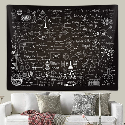 Classroom Tapestry for Science Lab Backdrop Decorations, Math Science Theme Table Cloth Tapestries Wall Hanging for Bedroom College Dorm Living Room School Decor 60X40", Education Poster Blanket