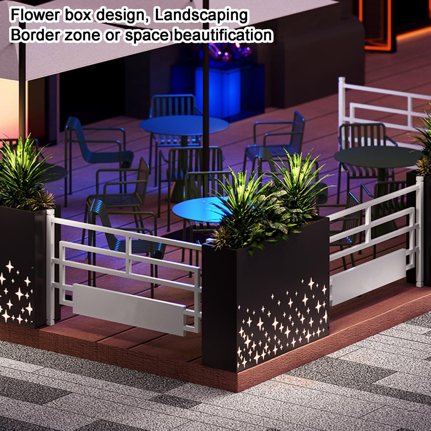 YJEUZCD Metal Rectangular Planter Box, Outdoor Spliced Flower Box with Partitions, Restaurant Garden Screen Divider, Commercial Dining Table Low Fence(A-120x80cm/47.2x31.4in)