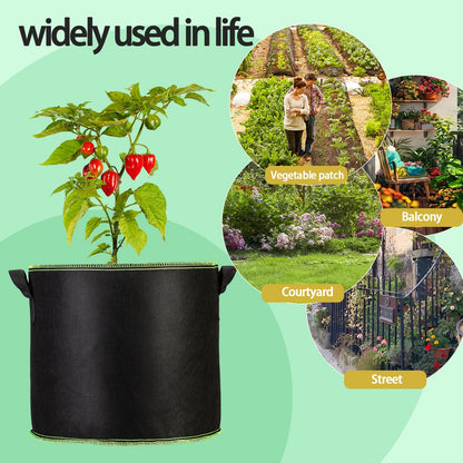 FVOTNW 3-Pack 10 Gallon Plant Grow Bags, Thickened Nonwoven Fabric Pots with Handles,Sturdy Garden Planters Aeration Gardening Container to for Plants, Vegetables, and Flowers