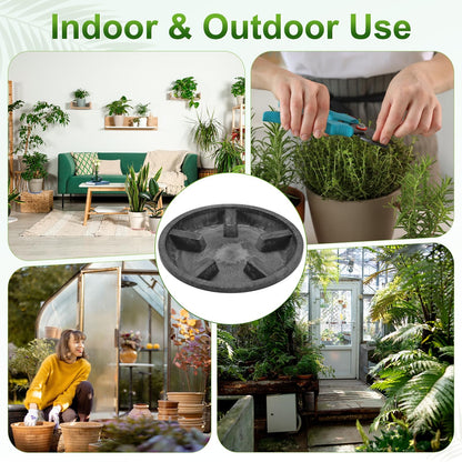 M METERXITY 2-Pack Plant Saucer, 6.3 Inch/16 cm Plastic Plant Trays Thicker for Pots/Indoor/Outdoor/Water Drainage and Protection, Flowerpot Drip Tray [Black Clay]
