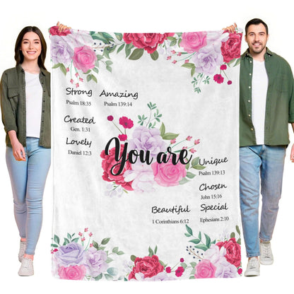QDVXZA Christian Gifts for Women, Soft Throw Blanket with Flowers and Bible Verse, Cozy Flannel Spiritual Blanket for Couch, Inspirational Gifts for Sister, Friend, Daughter, Halloween Decor,50"x 60"