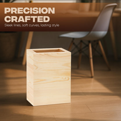 pamoak 2.3 Gallons Rectangular Wooden Trash Can | Trash Can with Bin Liners | Decorative Waste Basket | Recycling Bin for Bathroom | Natural Wood Finish Basket for Kitchen | Paper Basket for Office