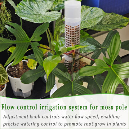2 Pack Moss Pole Watering Dripper, Adjustable Water Flow Self Watering Devices Slow-Release Watering Spikes for Plant Support Climbing Poles (Cylindrical)