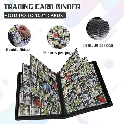 1024 Pocket Card Binder,16 Pocket Trading Card Binder，Side Loading Collectible Card Albums for MTG, for TCG Football, Sports, Game Cards Black