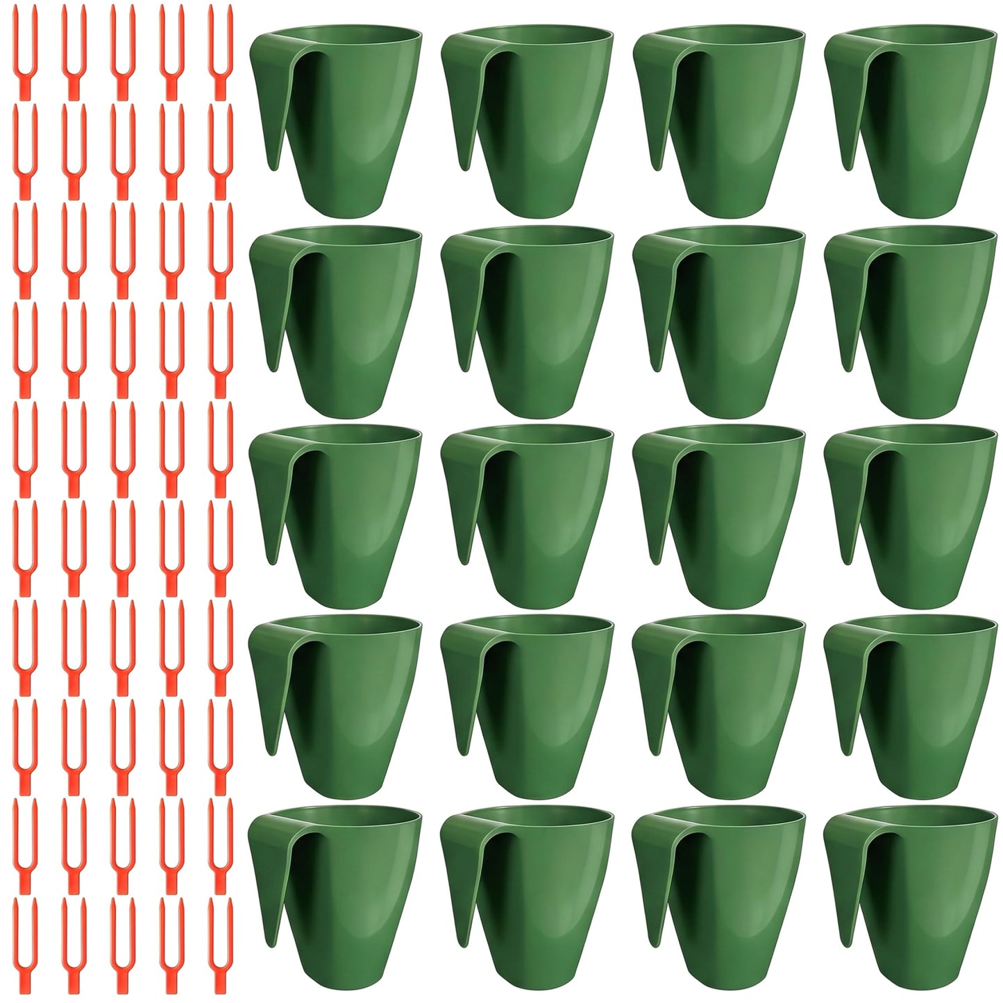 Wilafury 20Pcs Propagation Cups, Small Strawberry Propagation Cups with 50 Vine Press Forks, Plastic Planter for Rooting, Garden Greenhouse Balcony, Green