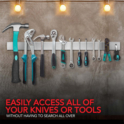 Modern Innovations 12 Inch Stainless Steel Magnetic Knife Bar with Multipurpose Use as Knife Holder, Knife Rack, Knife Strip, Kitchen Utensil Holder, Tool Holder, Art Supply Organizer, Home Organizer