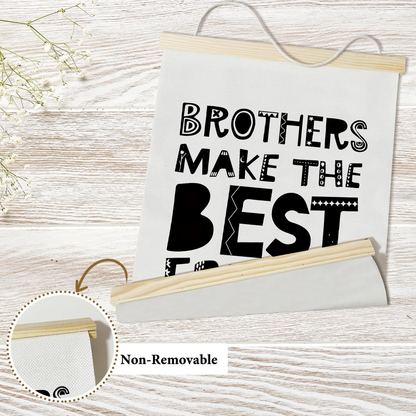 Nopoben Brothers Poster Hanger Frame - Brothers Make the Best Friends, Boys Room Wall Art With Wooden Poster Hanger, Kids Bedroom Playroom Game Room Decor(12x16 Inches)-07