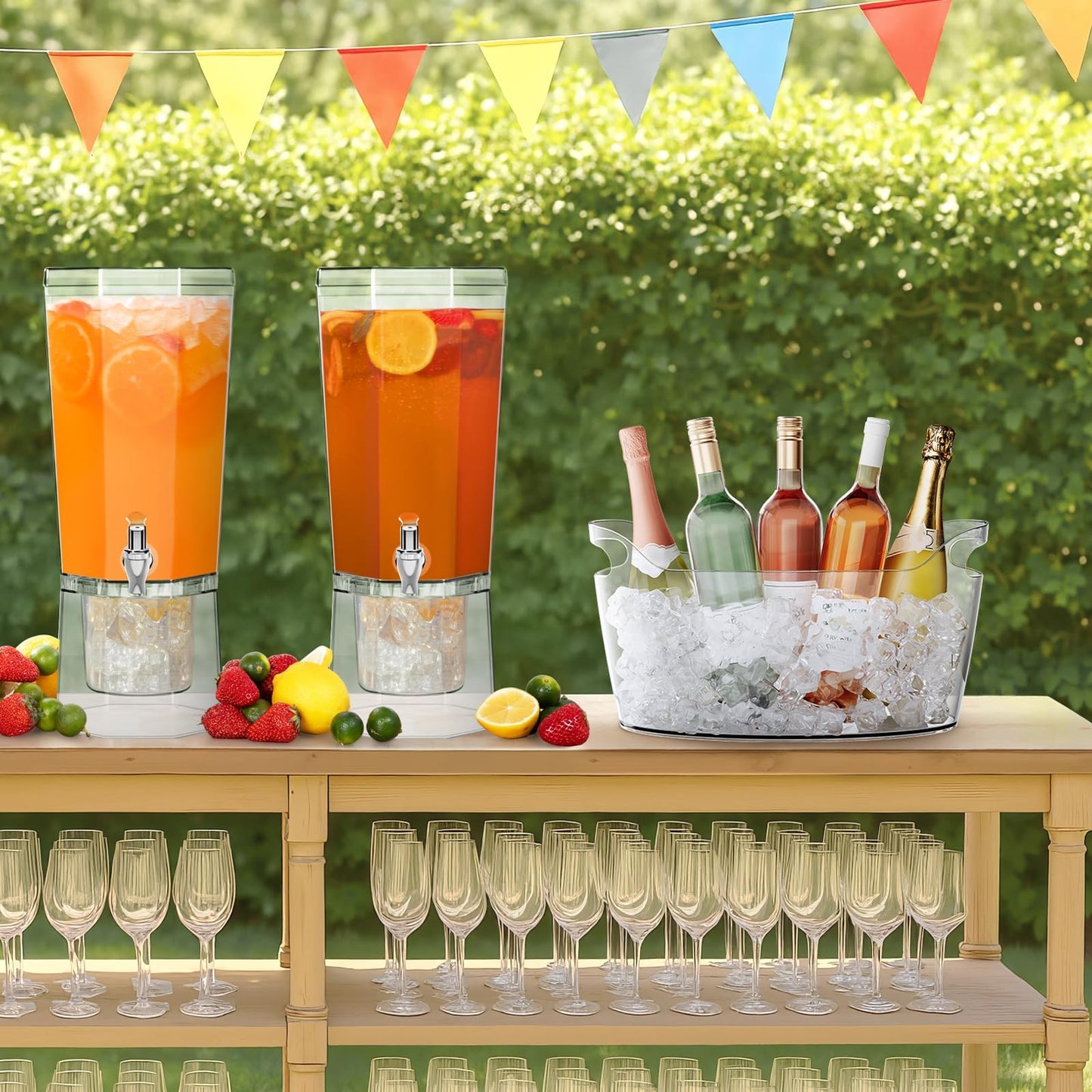 Lifewit 6.5L Ice Bucket for Parties 2 Pcs, Large Beverage Tub with Scoop, Drink Cooler for Dirty Soda Bar, Portable Champagne/Wine/Beer/Juice Table Chiller for Outdoor Bar & Mimosa Bar Supplies