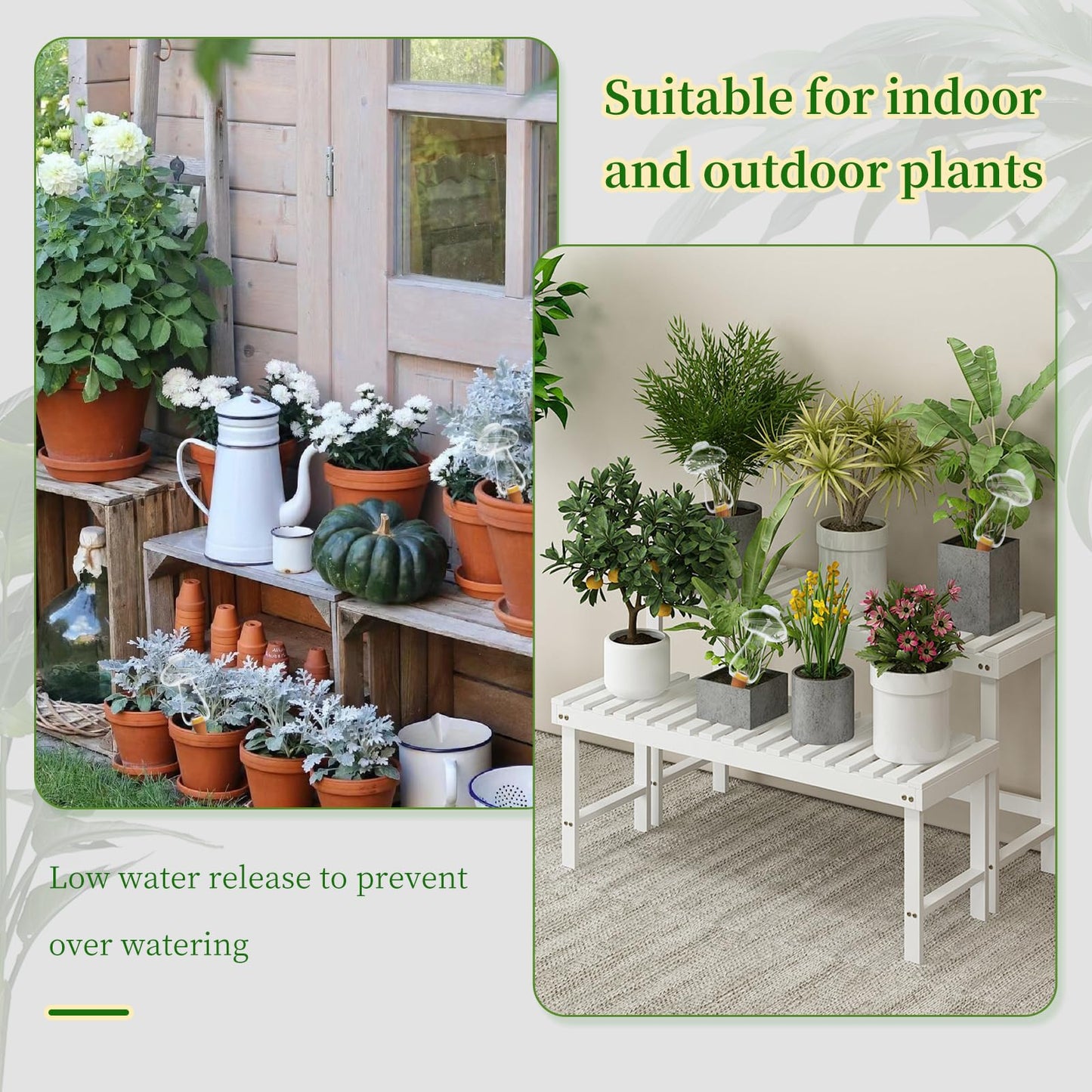 GEWOSI 3 Pcs Plant Watering Globes Mushroom Shaped Self Watering Tool for Indoor & Outdoor Plants Automatic Watering Planter Insert 10.6 oz Bulbs with Slow Release Control Water Dripper for Plants