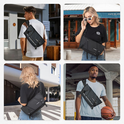 HIMZ WARRIOR Crossbody Sling Bag Men Heavy Duty Chest Bag Sport Travel Daily Use Water Resistent Stylish Casual Messenger Bag Durable Black