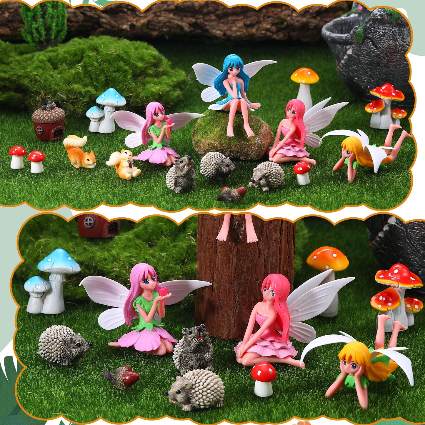 GGSTDDUP 20Pcs Fairy Garden Accessories, Miniature Garden Ornaments Landscape Decorations Mini Fairy Figures Animal Plant Set for DIY Terrarium Potted Plants Dollhouse Desk Decor
