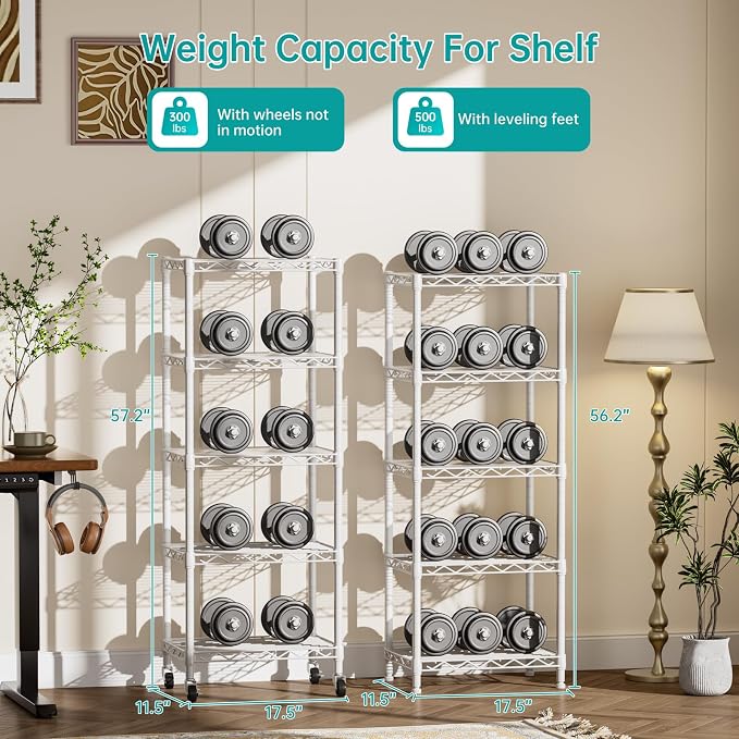 SINGAYE 6 Small Shelf Storage Wire Shelves Closet Bathroom Organizers Metal Pantry Kitchen Garage Shelving Unit Laundry Room Organization Home Narrow Rack Net Basket with Wheels White