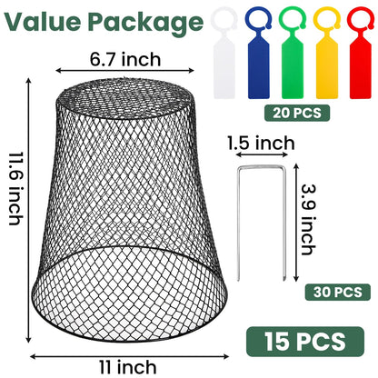 SOUJOY 15 Pcs 12 Inch Large Chicken Wire Cloche Plant Protector Cover, Heavy Duty Metal Garden Plant Protector from Animals, Plant Cages for Keeping Bunnies, Chickens, Squirrels, Birds Other Out