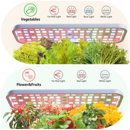 DRYADES Indoor Garden Led Grow Light, Full Spectrum LED Grow Lamp for Indoor Plants with Intelligent Controller, Height Adjustable, Ideal for Home Desk Plant Lighting (White, 16 * 6.3 * 7.1 inch)