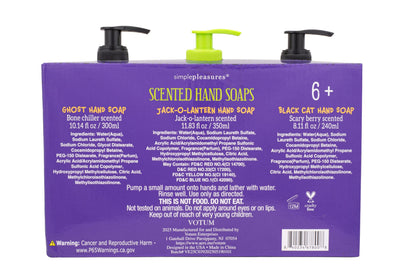 Simple Pleasures Halloween 3 Pack of Cat, Ghost & Pumpkin Spice, Berry Scented Liquid Hand Soap Dispensers Autumn & Halloween Novelty Decorative Refillables for Kitchen Countertops and Bathroom Sinks