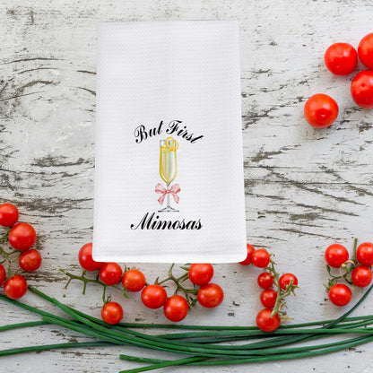 JNIAP Mimosa Lover Gift But First Mimosas Kitchen Towel Summer Cocktail Party Gift (But First Mi-mo Towel)