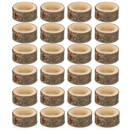 OwnMy Set of 24 Wooden Tea Light Candle Holders Votive Candle Holders, Rustic Wooden Pillar Candle Stands Vintage Wooden Tealight Holders Set Candle Centerpieces for Dining Table Wedding Party, 1" H