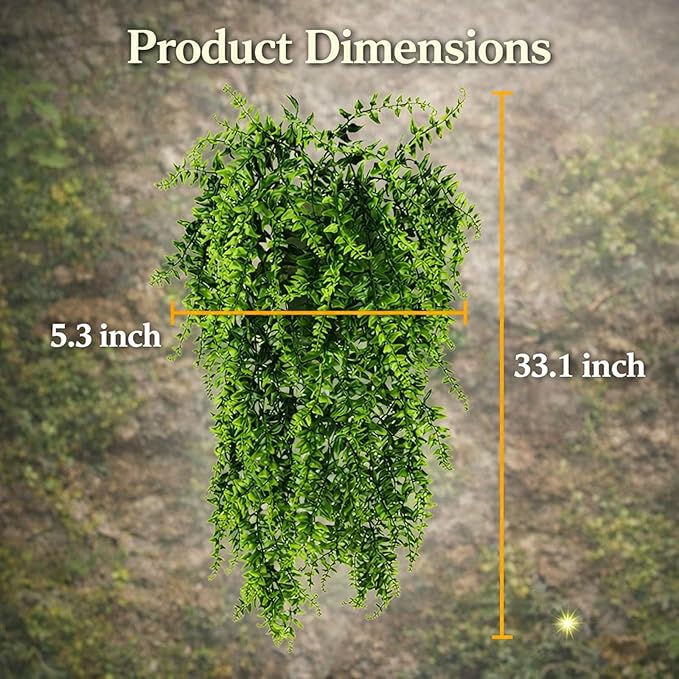 HERCOCCI 2 Pack Reptile Plants, Terrarium Hanging Plants Vines Artificial Leaves Habitat Decorations with Suction Cup for Bearded Dragon Hermit Crab Lizard Snake Geckos Chameleon