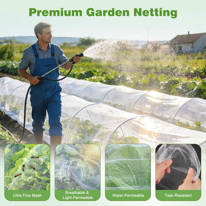 Garden Netting Pest Barrier, 10 X 50FT Insect Netting for Garden Raised Beds, Garden Mesh Netting Bug Netting Row Cover for Vegetables, Fruit Trees, Blueberry Bushes