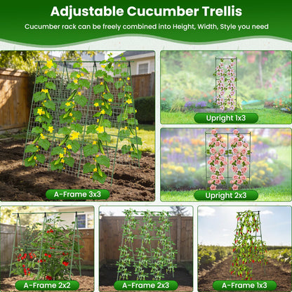 2 Pack Cucumber Trellis 32" L x 48" H, A-Frame Garden Trellis for Climbing Plants Outdoor, Vegetable Trellis for Raised Bed, Support for Squash Pea Zucchini Grape Flowers Tomato