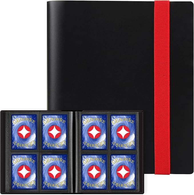 GEAoffice Card Binder 4 Pocket - Small Trading Card Collection Album Folder - 160 Side Loading Pocket Binder for TCG, MTG, Sports&Game Cards - Gifts for Card Collector Boys (Black)