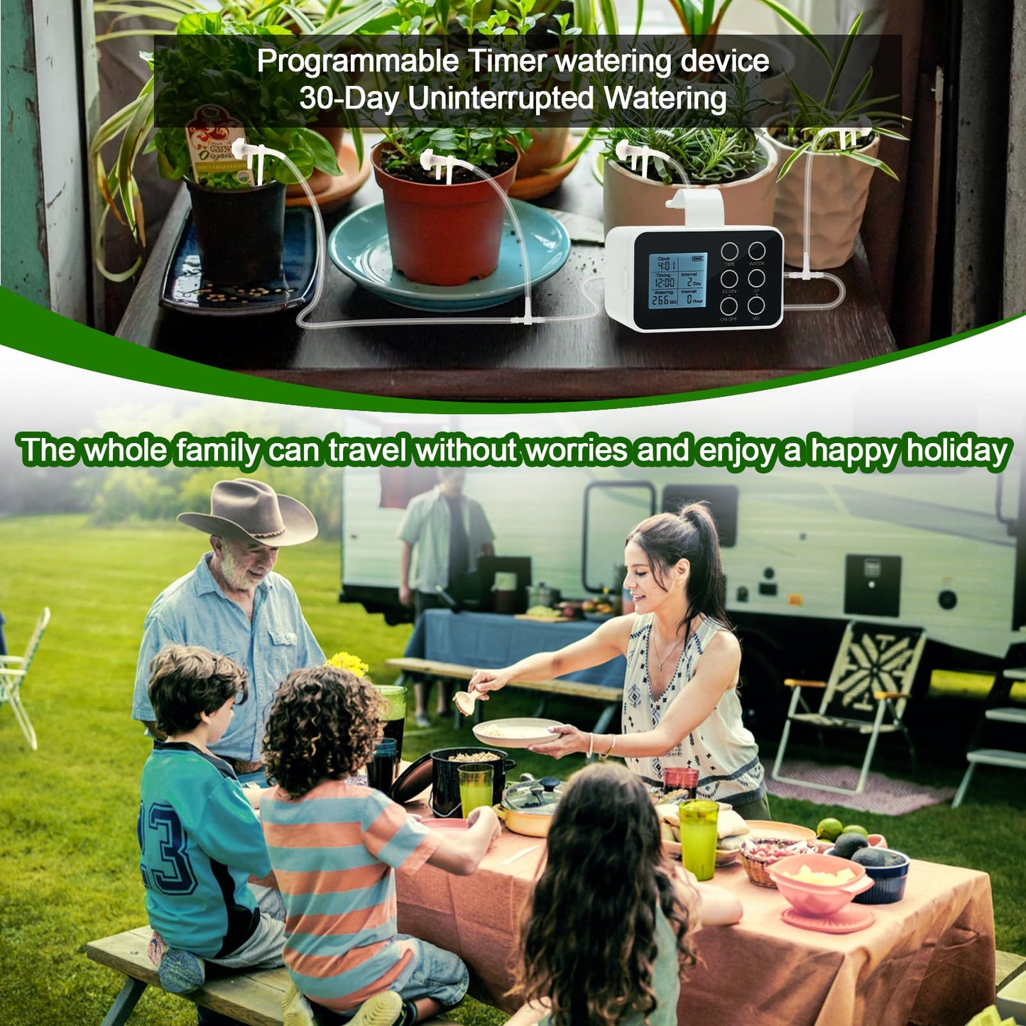 Upgrade Auto Plant Watering Devices Indoor, Plant Waterer for 20 Potted Plants, Houseplant Watering System, Up to 30-Day Programmable Water Timer, Automatic Drip Irrigation Kit for Vacation